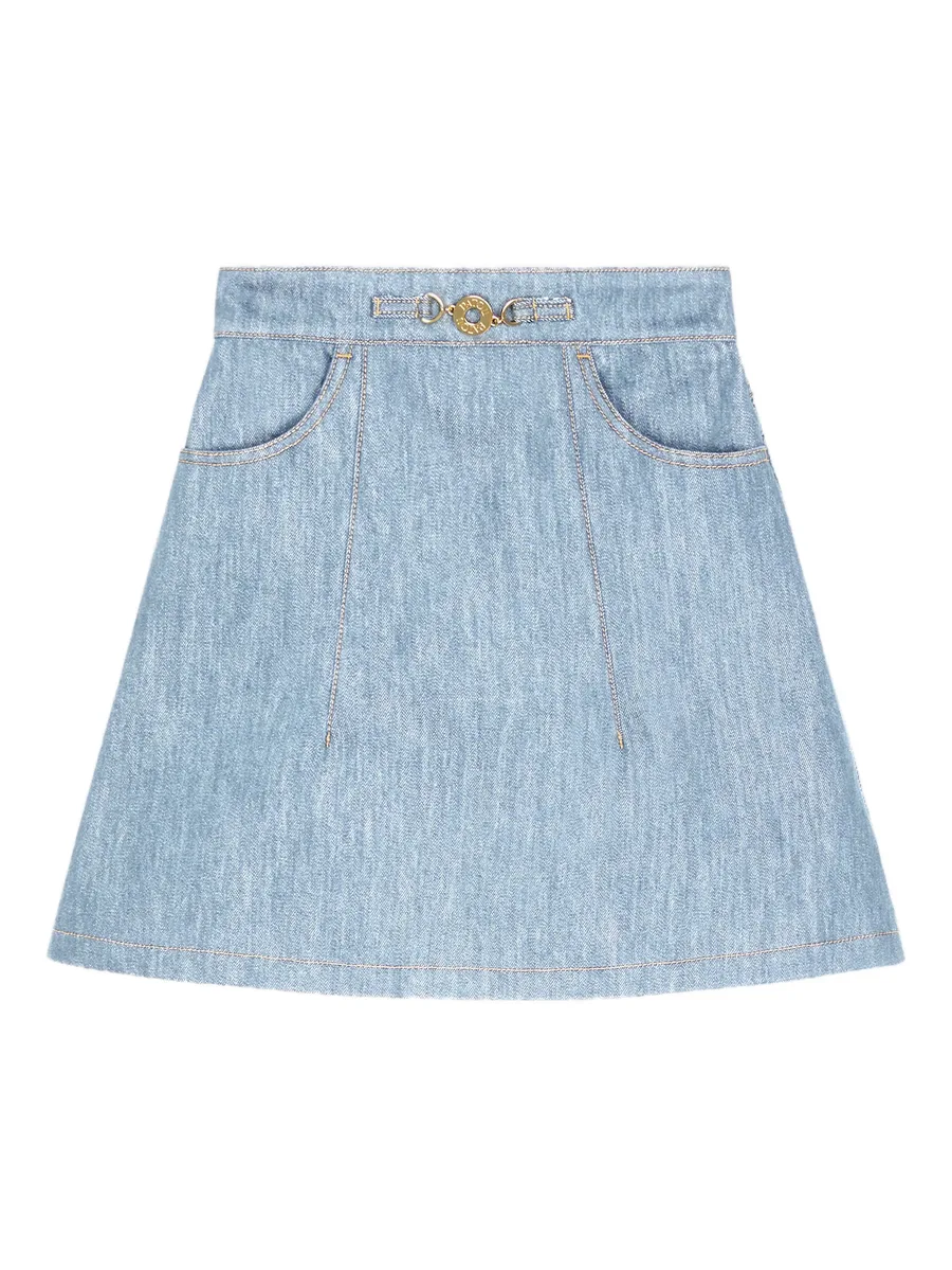 джинсовая мини-юбка А-силуэта с карманами 1