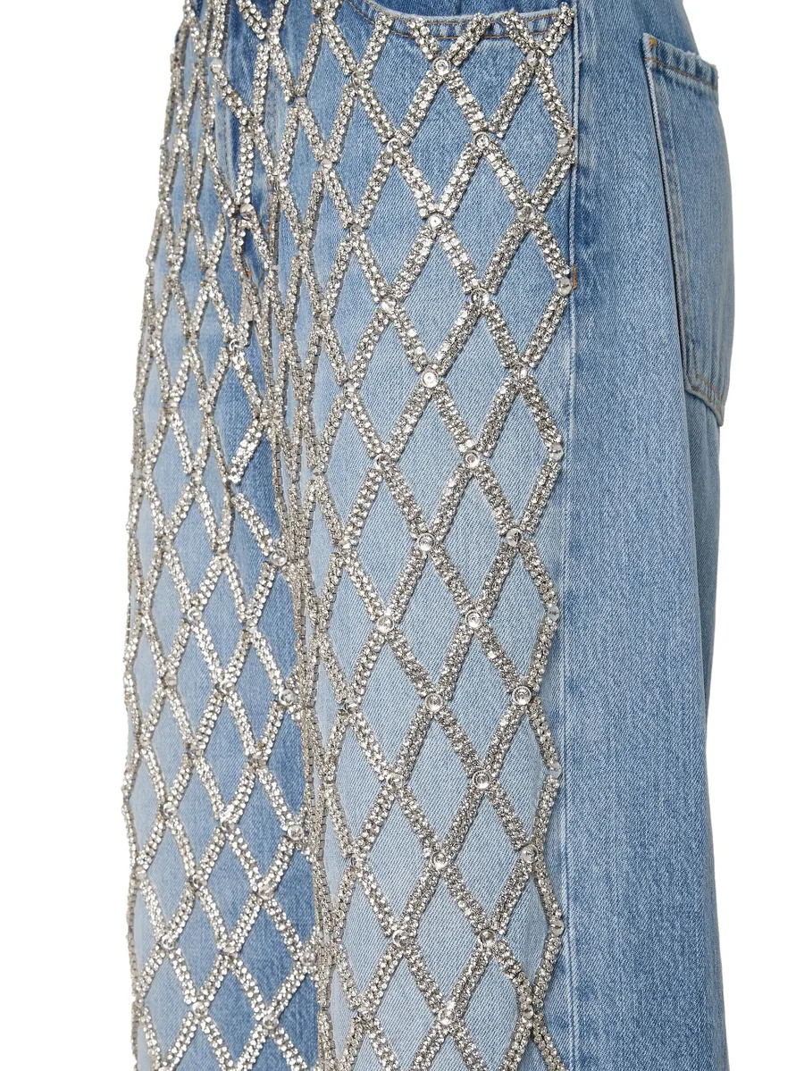 Skater rhinestones embellishment jeans 5