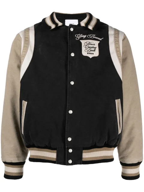 logo-embroidered canvas bomber jacket