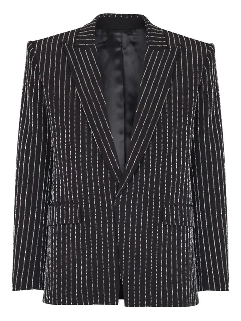 crystal-striped single-button jacket