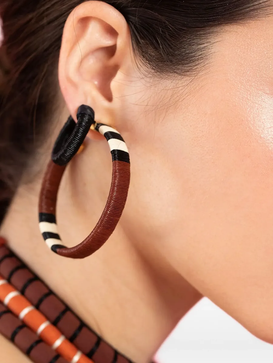 Color Parallelism striped hoop earrings 3