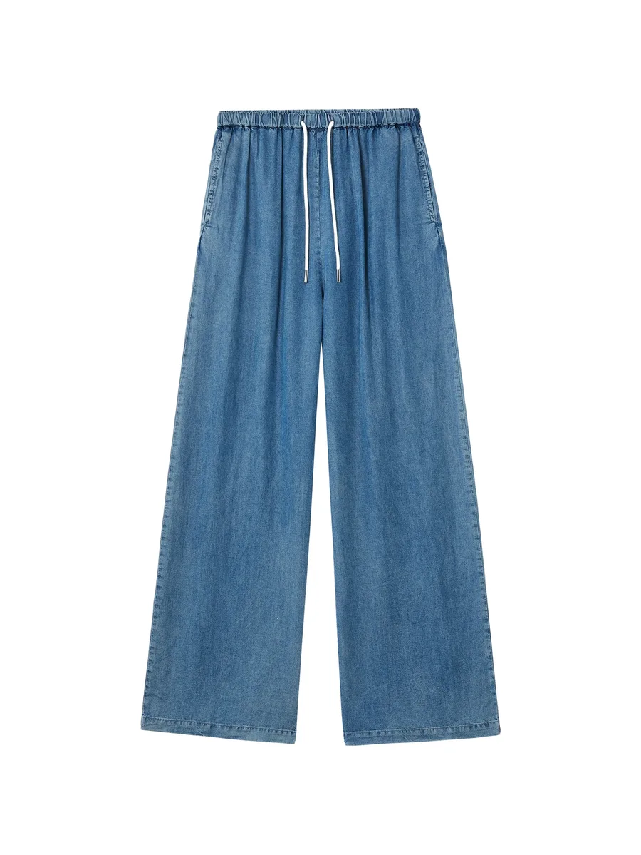 drawstring-waistband wide-leg jeans 1