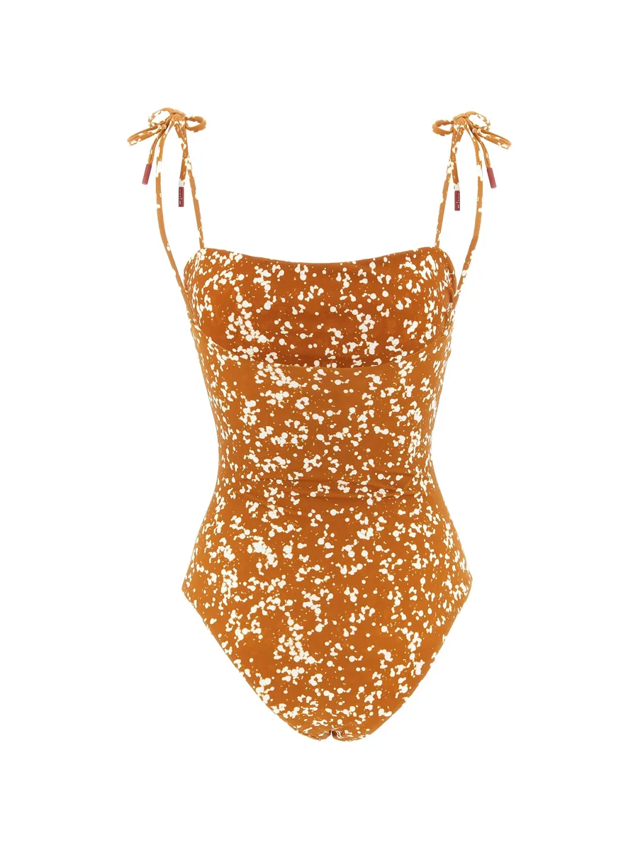 splatter-print tie-fastening swimsuit 3