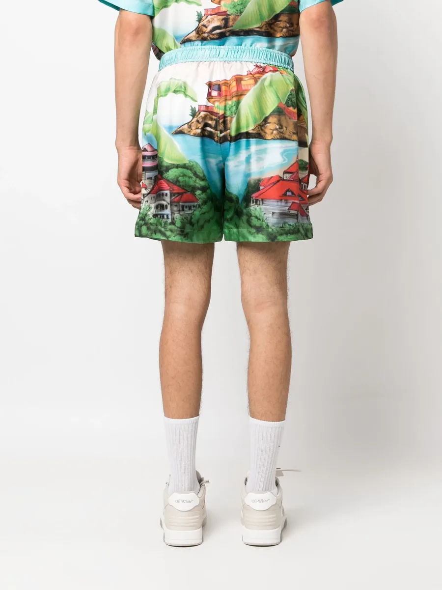 Eden graphic-print silk shorts 8