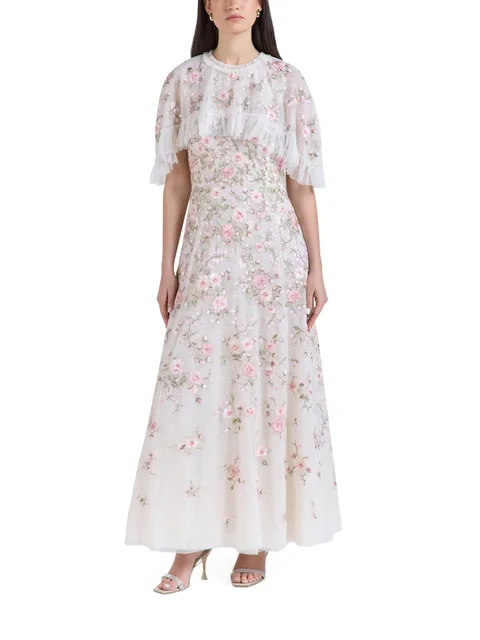 Eden floral-embroidered ruffled maxi dress