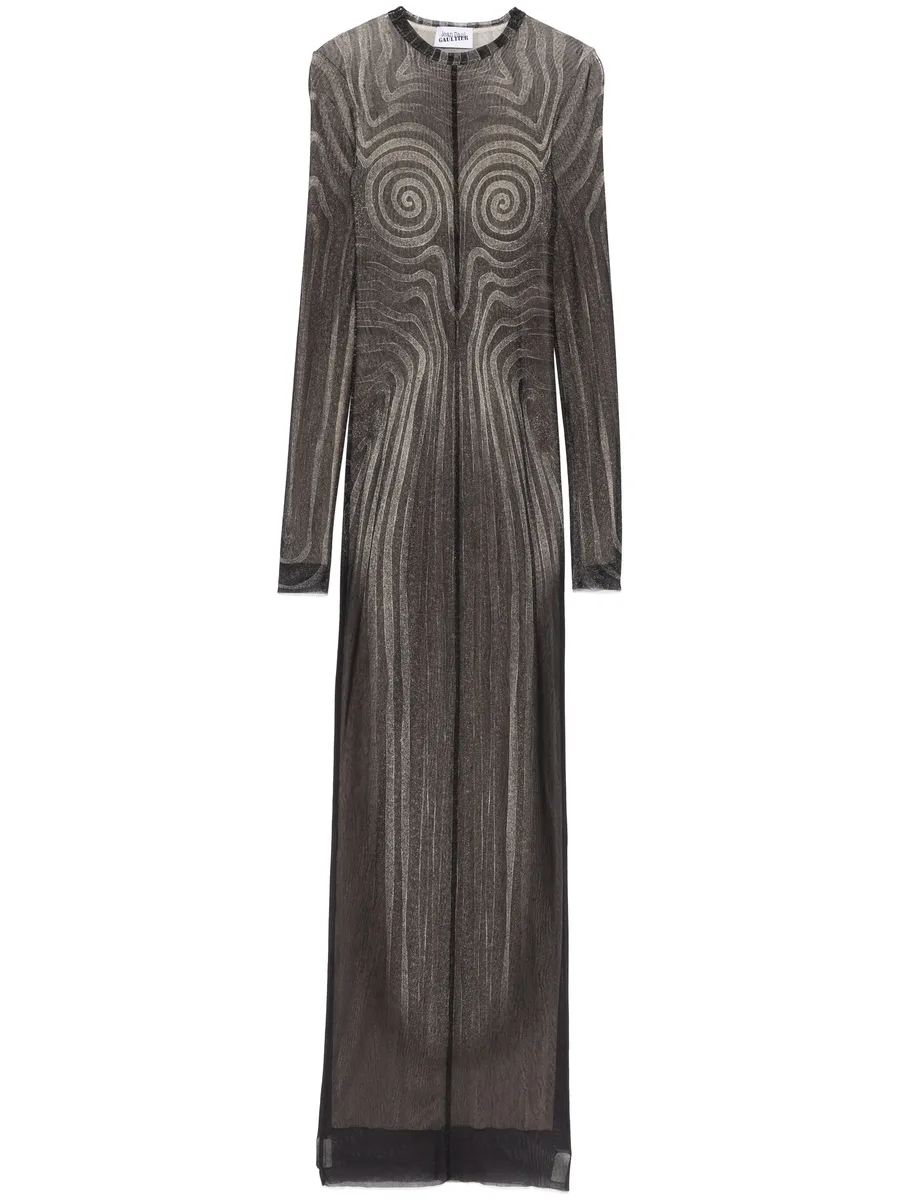 сетчатое платье макси с принтом 1