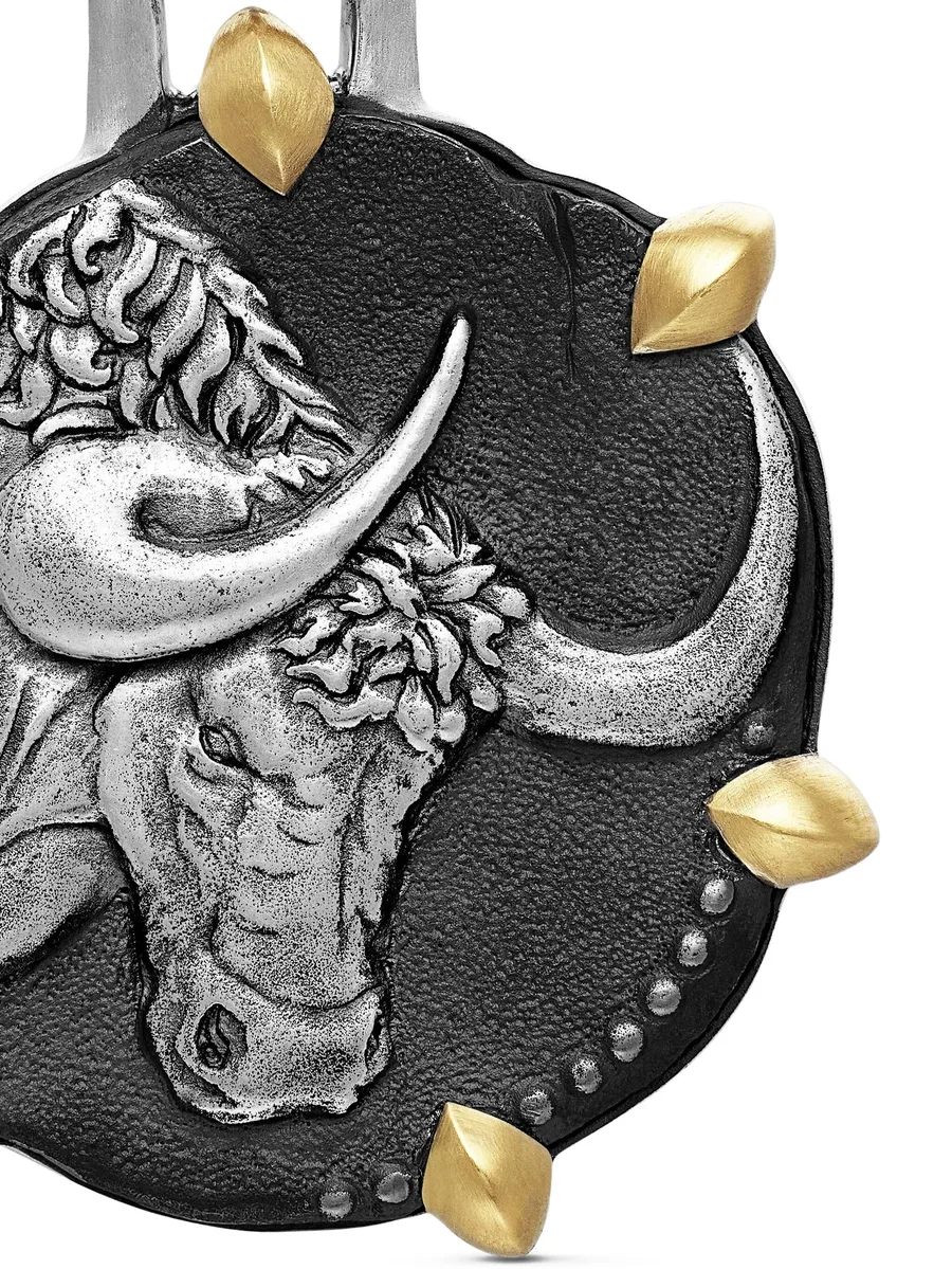 подвеска Taurus из желтого золота и серебра (33 мм) 6