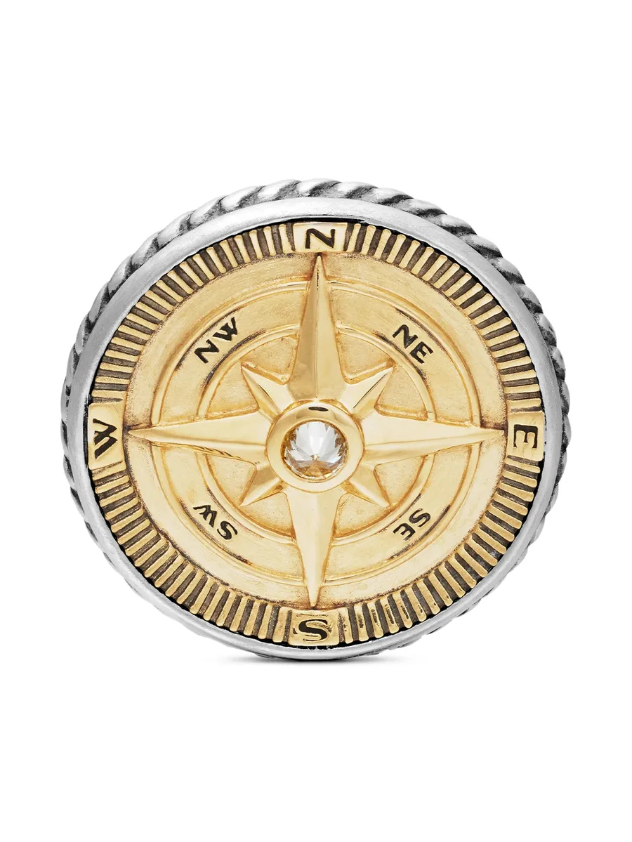 запонки Maritime Compass из желтого золота и серебра с бриллиантами (16 мм) 5