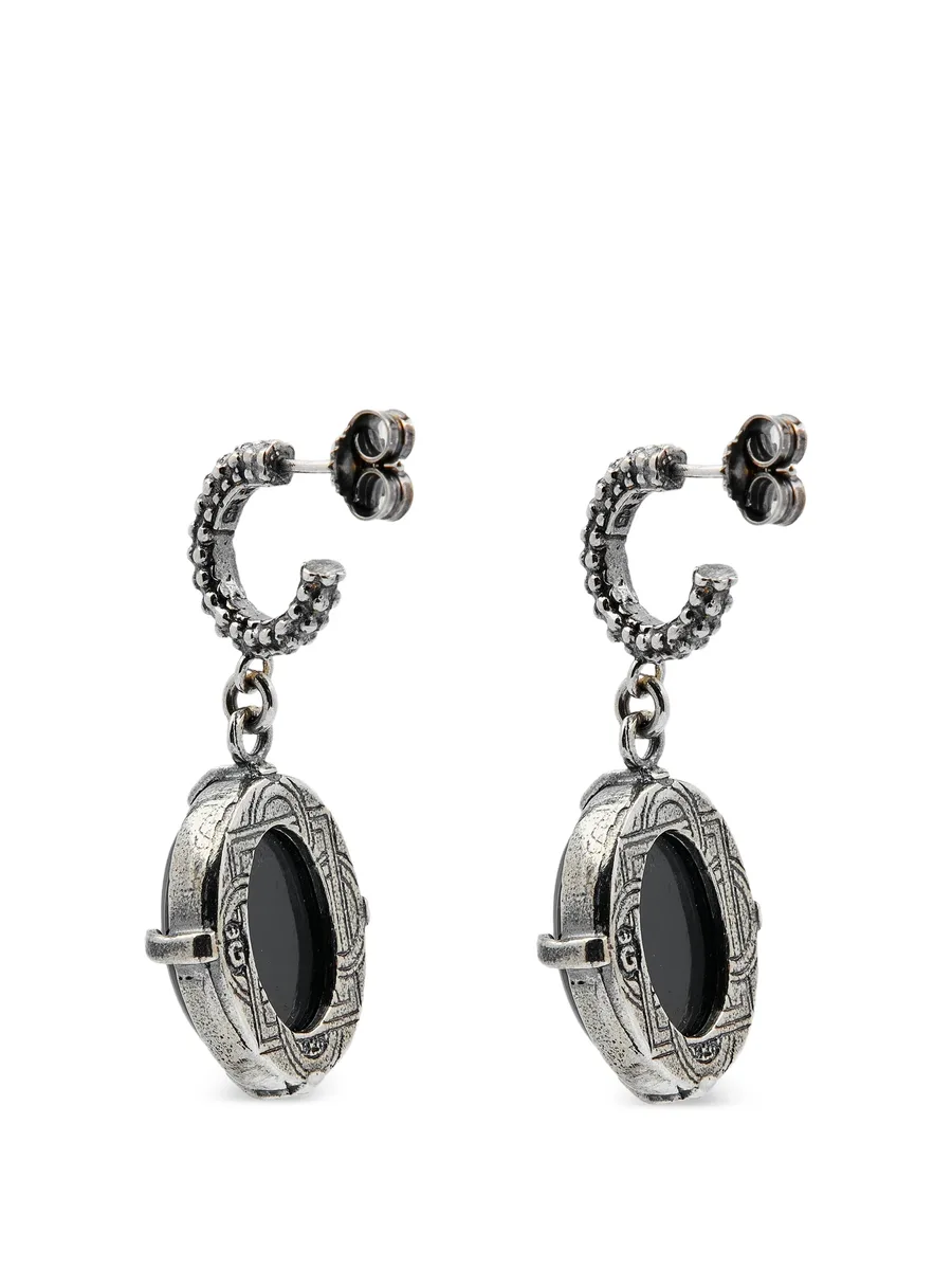 серьги-подвески с ониксом и гравировкой Hamsa 3