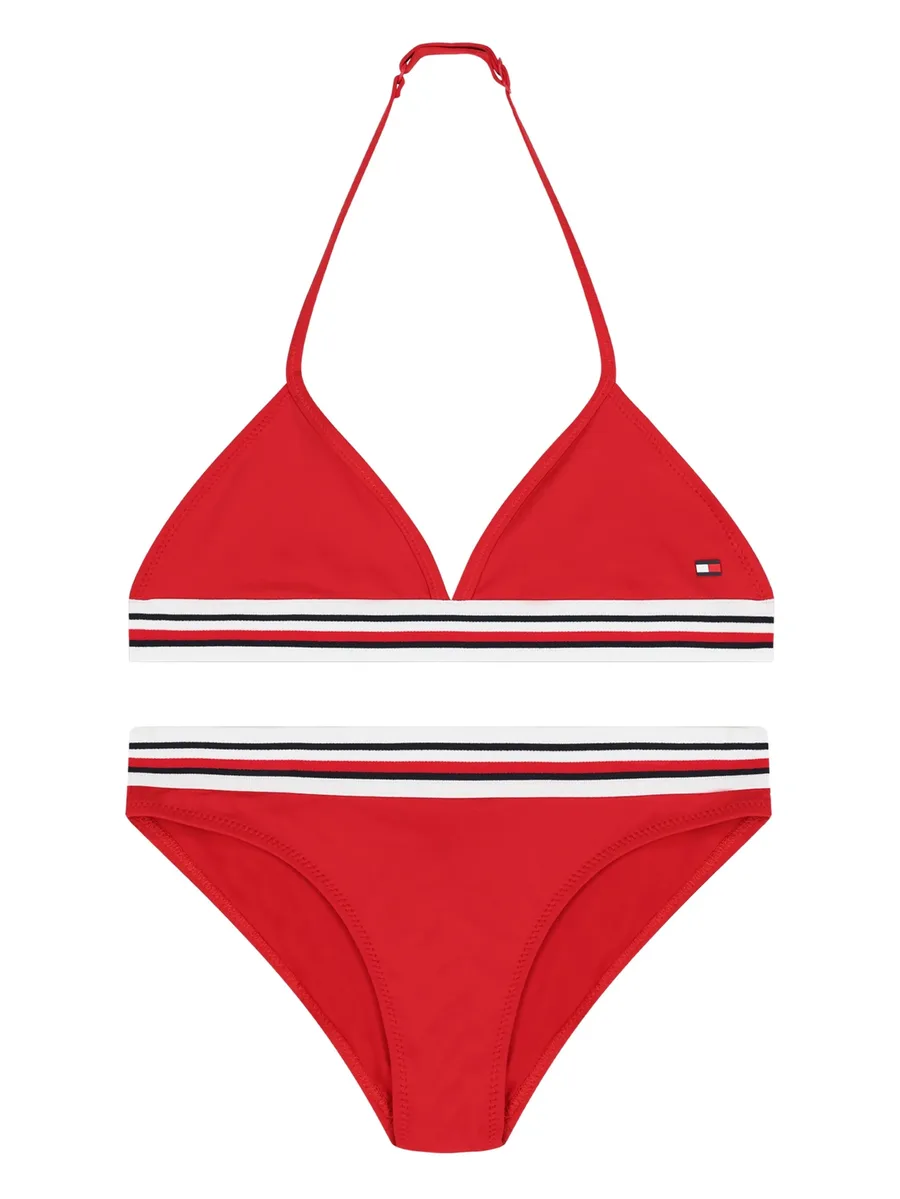 stripe-detail logo-embroidered bikini 7