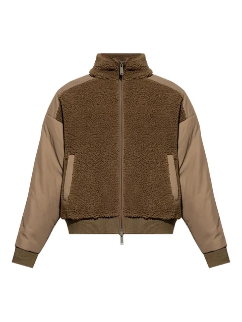 teddy-panelled bomber jacket