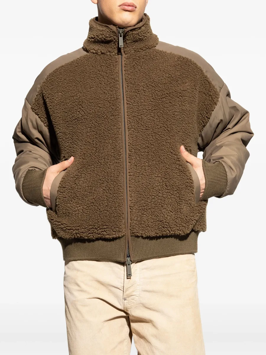 teddy-panelled bomber jacket 6