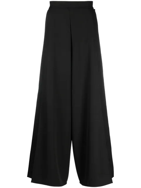 tie-fastening wide-leg trousers