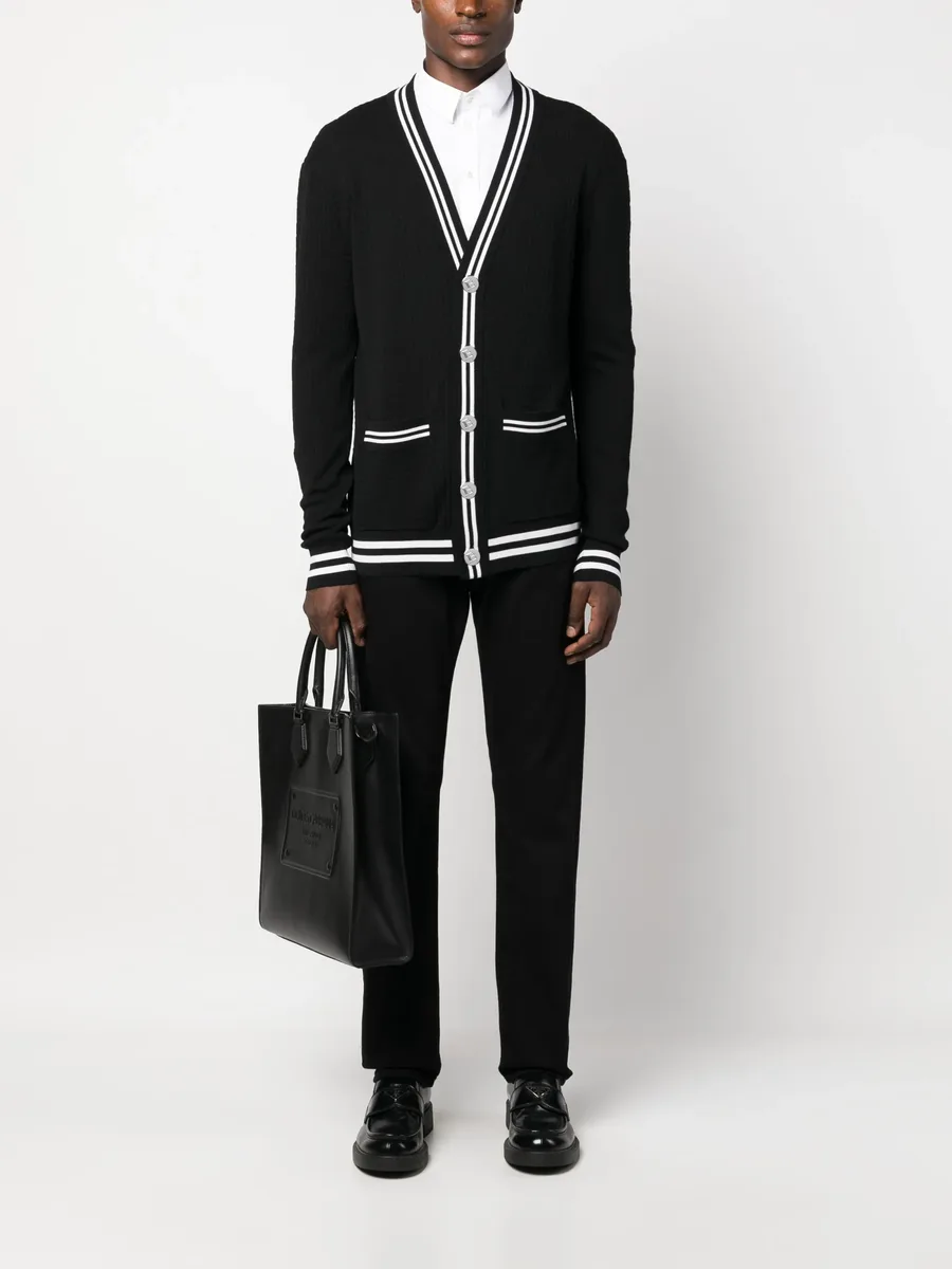 contrasting-trim V-neck cardigan 4