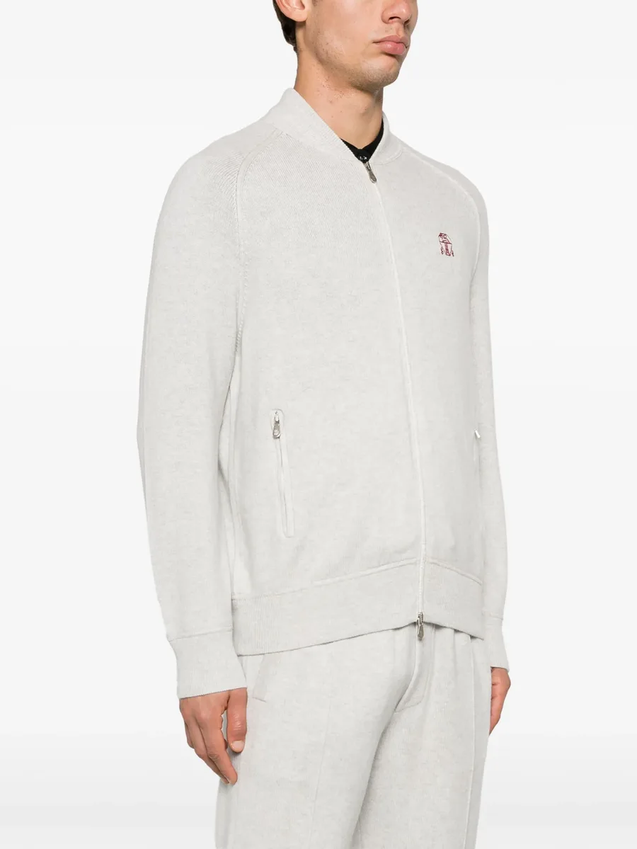 logo-embroidery cashmere cardigan 6