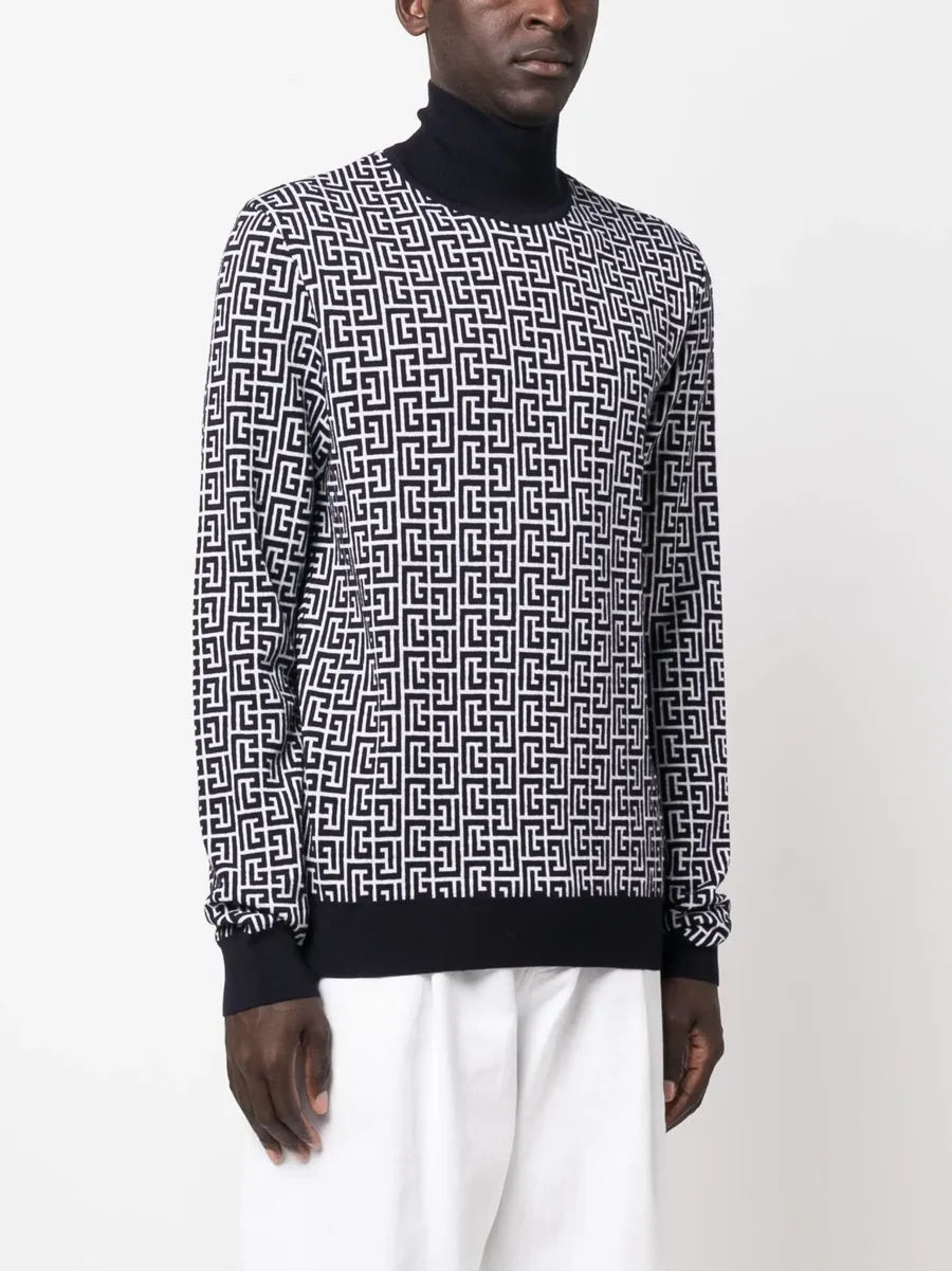 monogram-intarsia roll-neck jumper 5