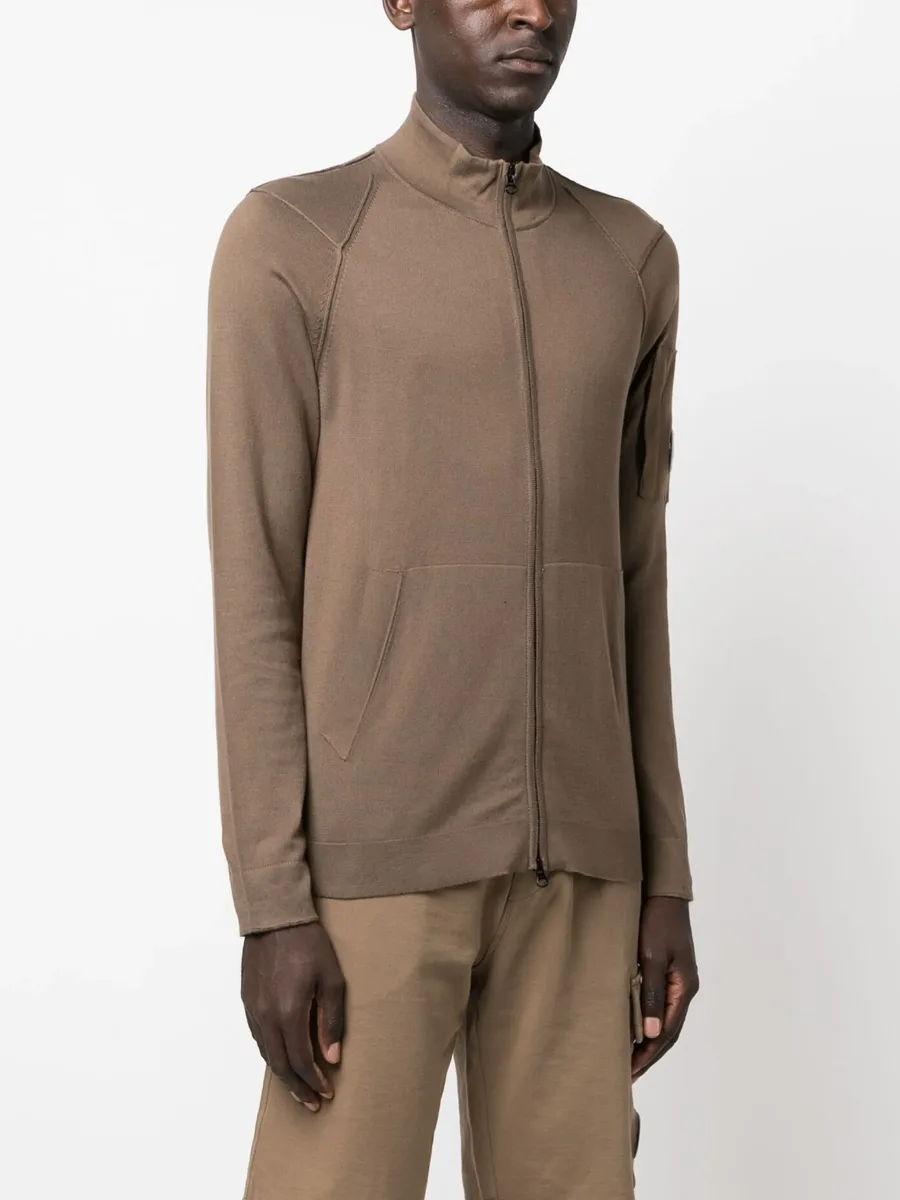lens-detail zipped cotton cardigan 5