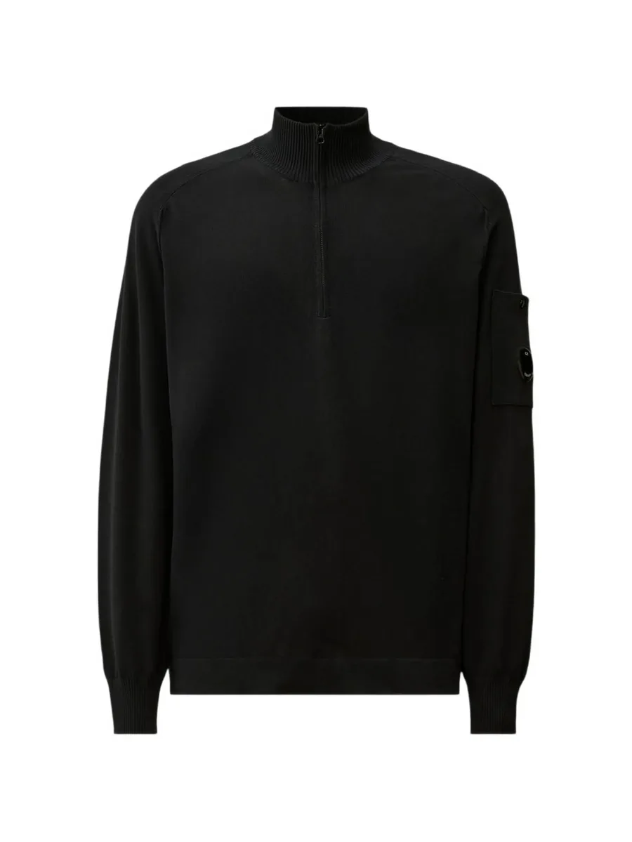 Lens-detail quarter-zip sweater 1
