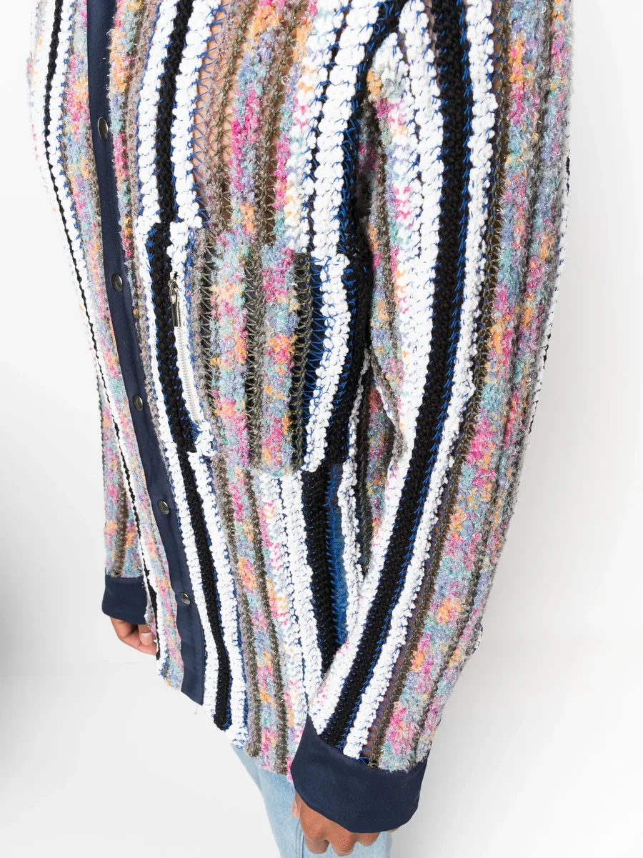 striped knit-panel shirt 10