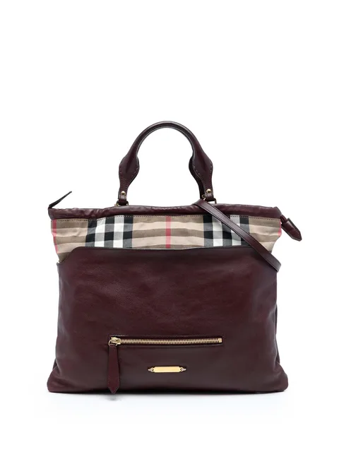 2000-2017 House Check Trimmed Leather Big Crush Convertible Tote satchel