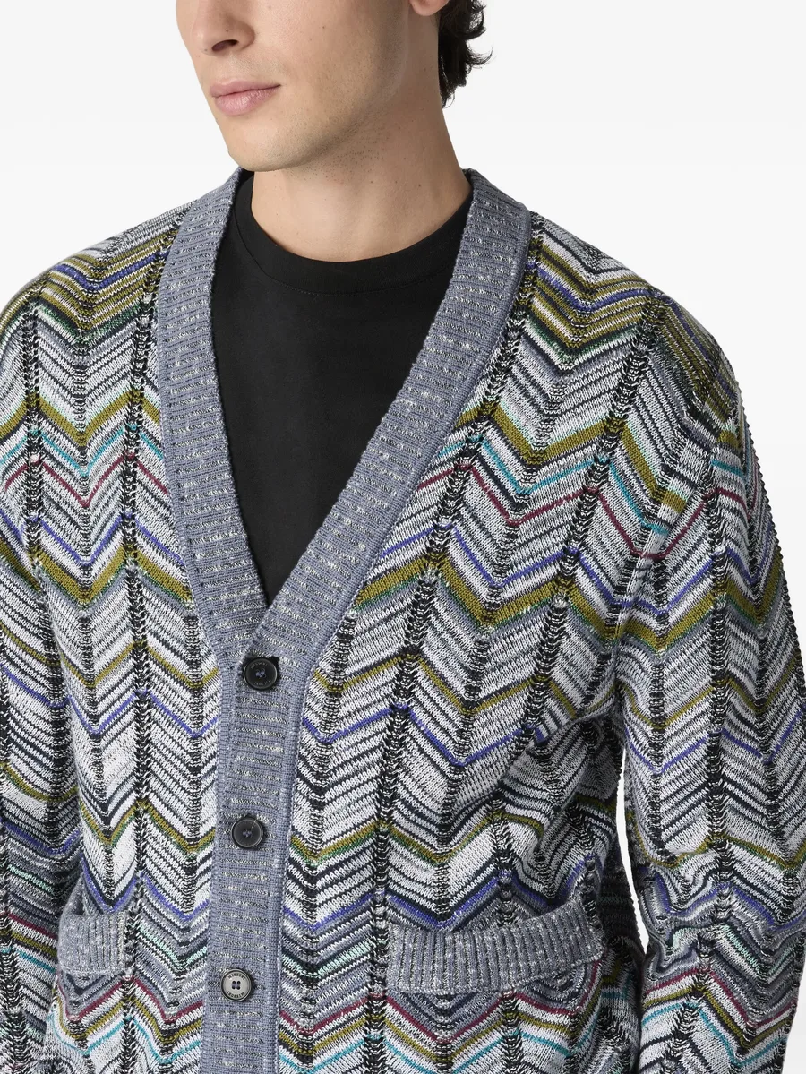 chevron-pattern cardigan 8