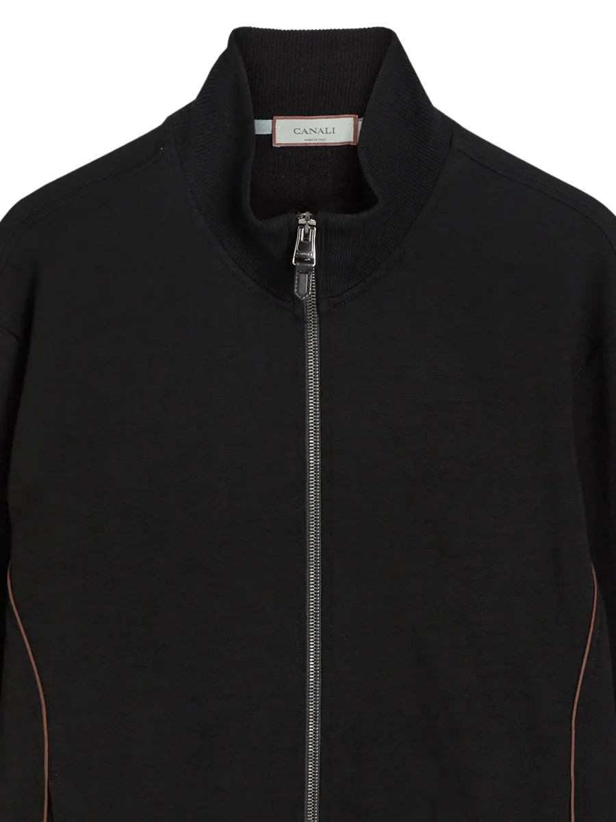 pipe-detail zip-up sweatshirt 3