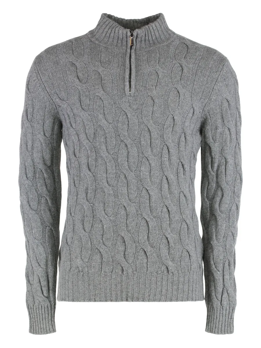 Fedro-CWS cable-knit zip sweater 1