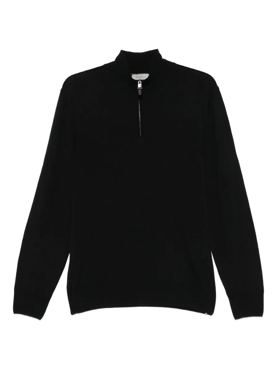 high-neck zip-front sweater 1