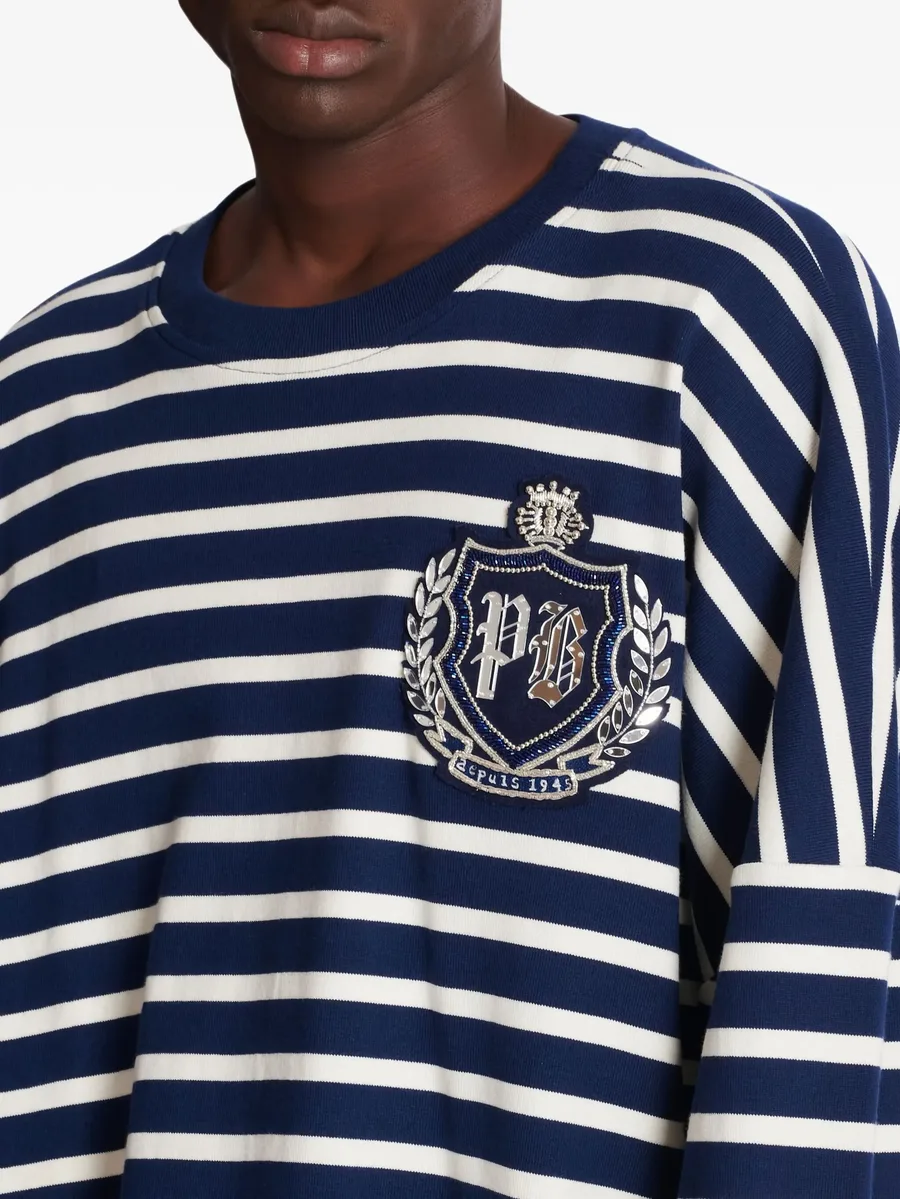 emblem striped sweatshirt 9