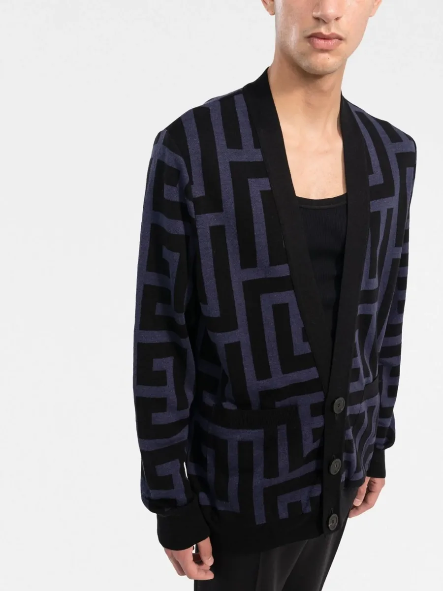 monogram-print V-neck cardigan 6