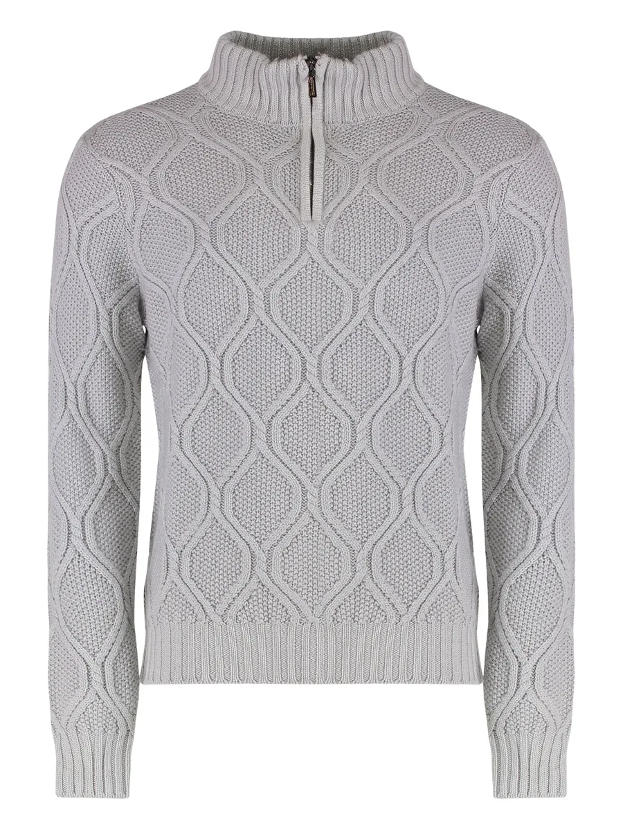 cable-knit half-zip sweater 1
