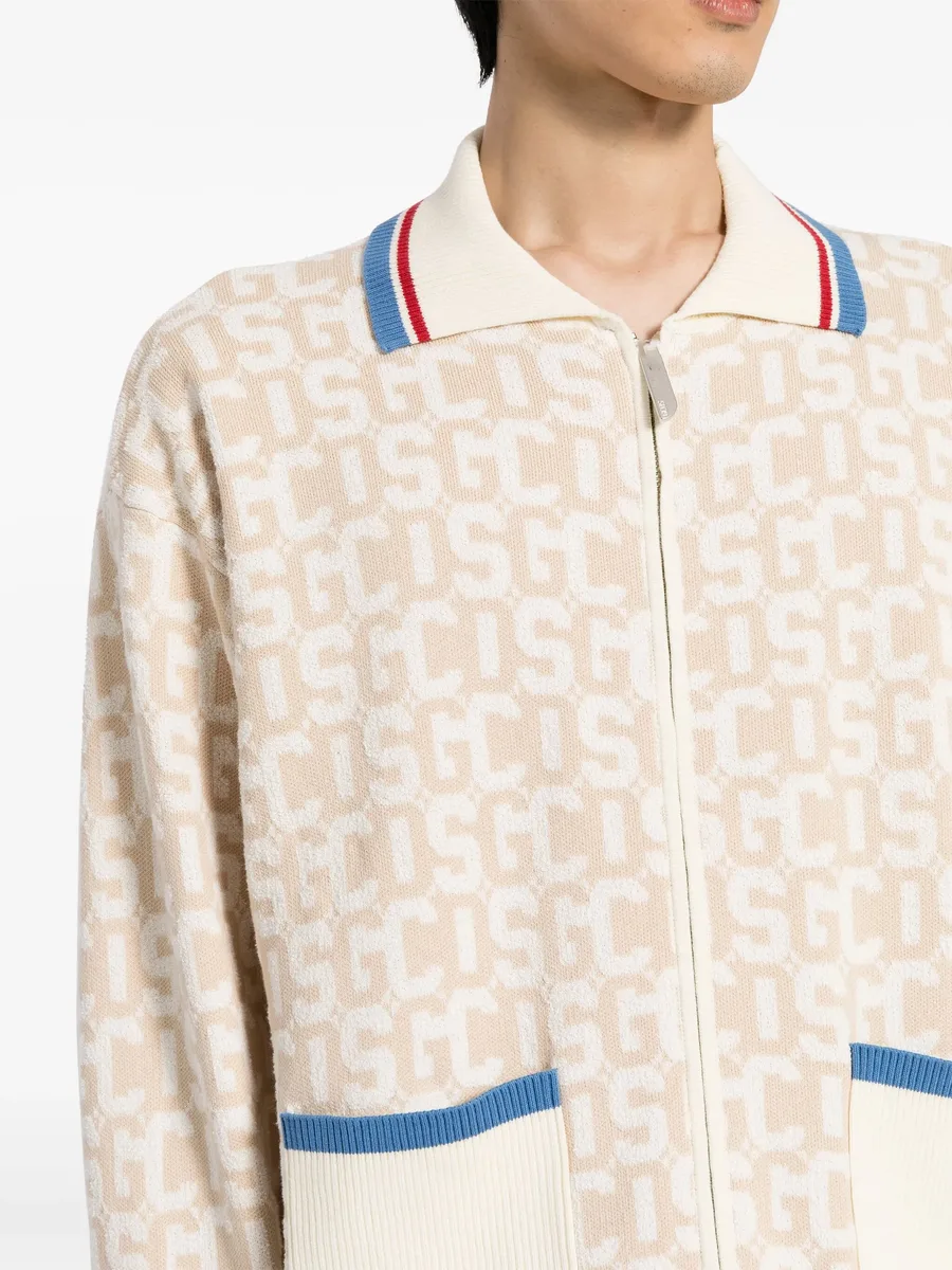 logo intarsia-knit zip-up cardigan 10