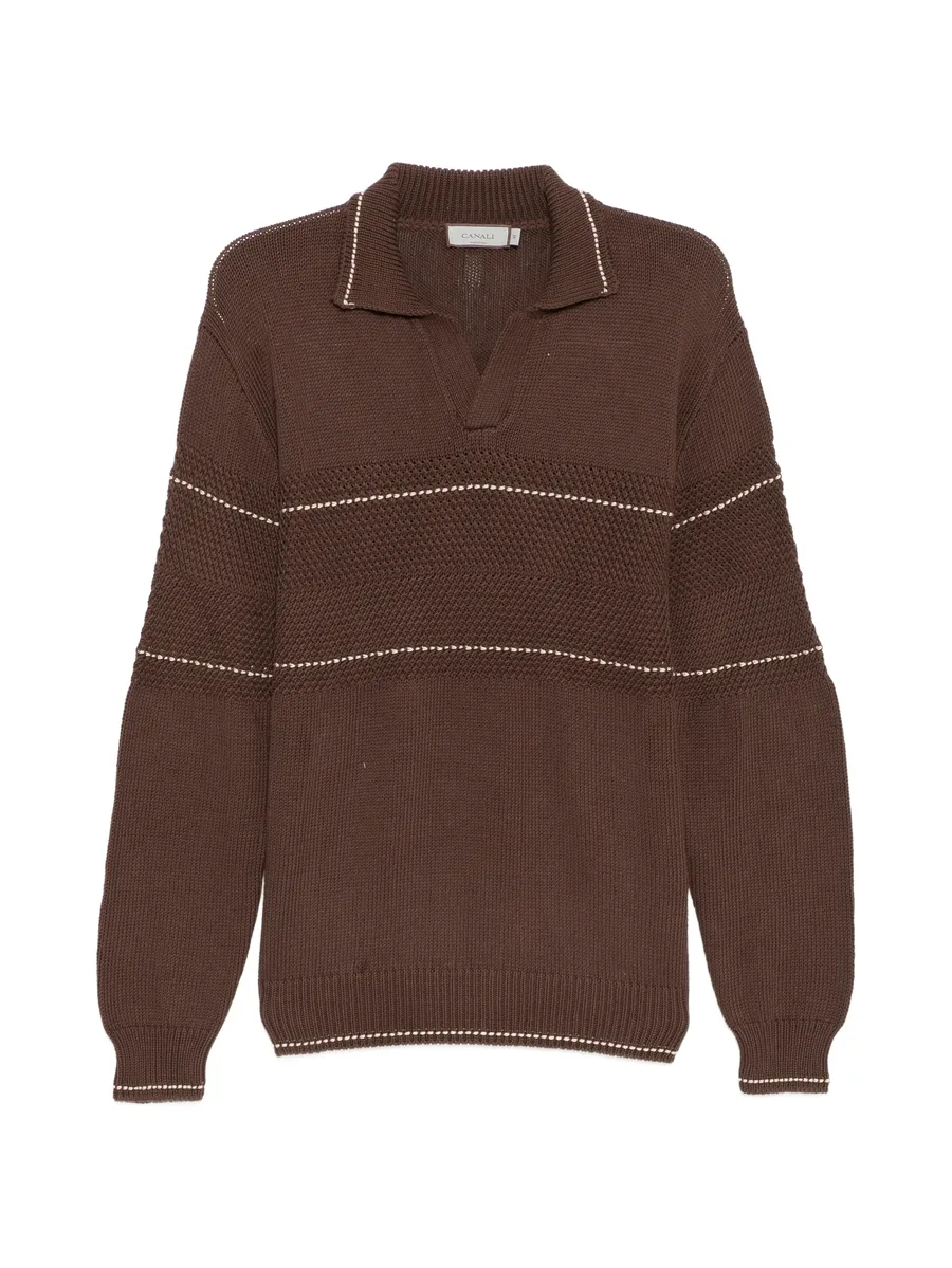 striped V-neck jumper 1