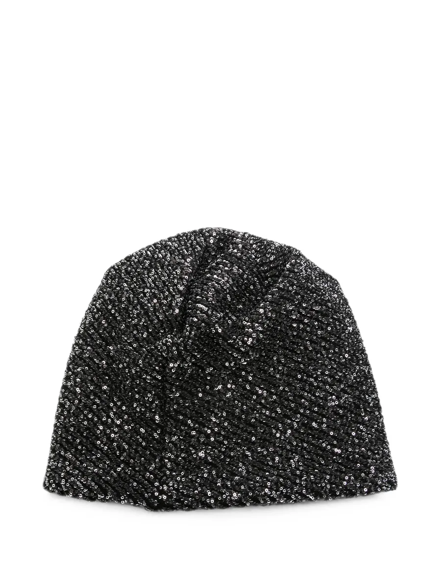 sequin-embellished logo-plaque beanie hat 2