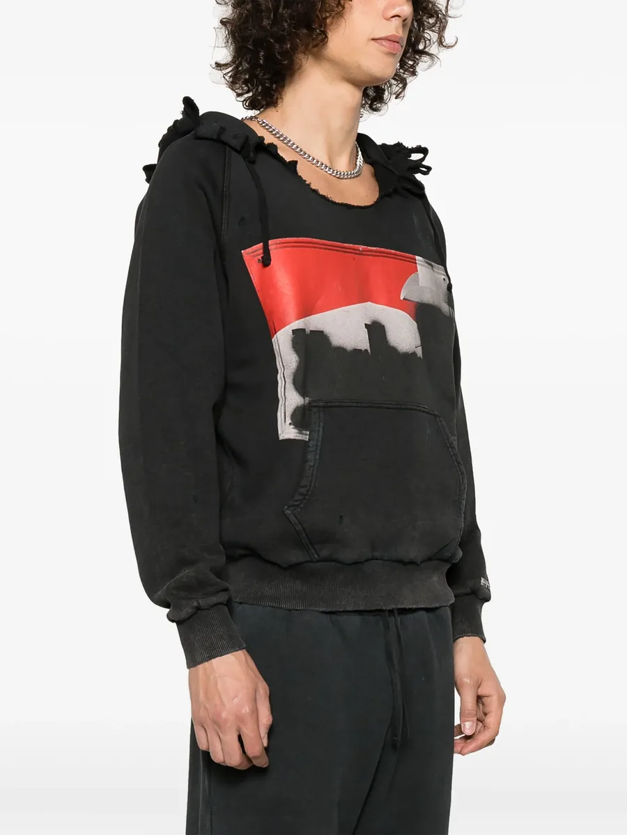 illustration-print distressed hoodie 5
