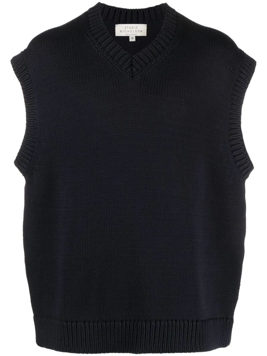 V-neck cotton-blend knitted vest 1