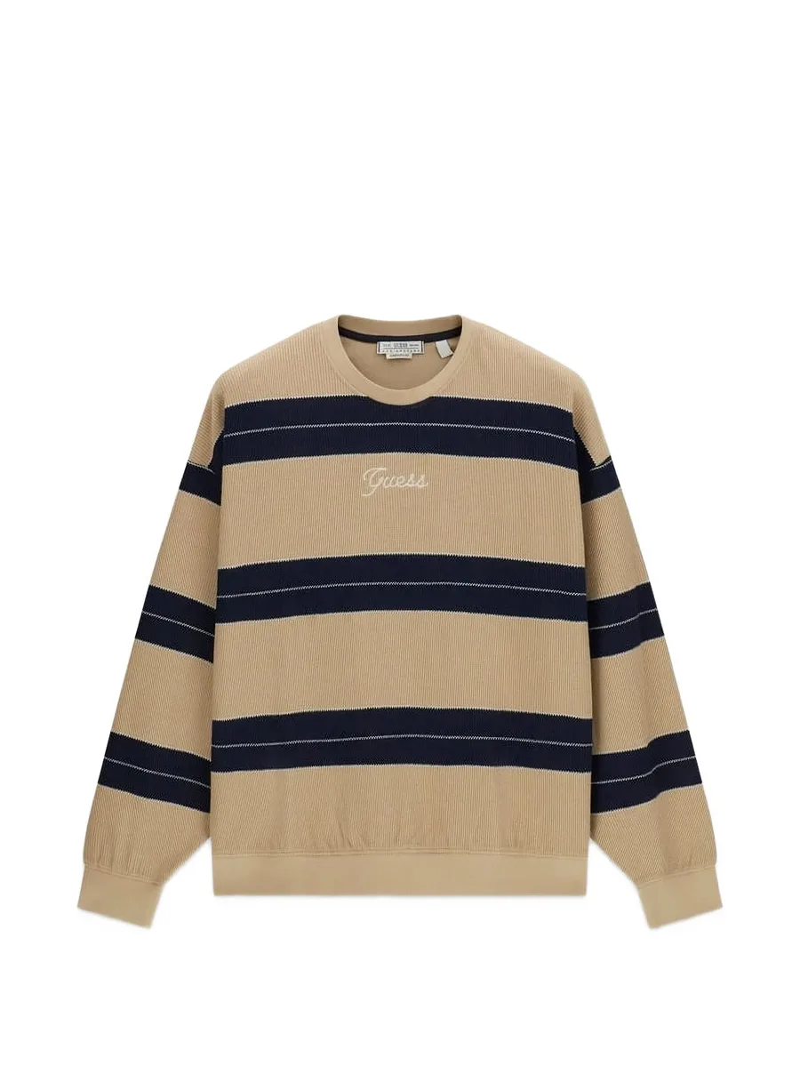 striped embroidered-logo sweatshirt 1