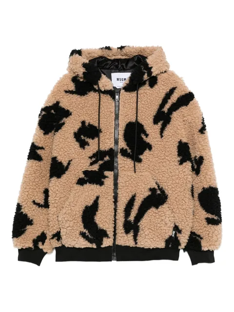 rabbit-print hooded jacket