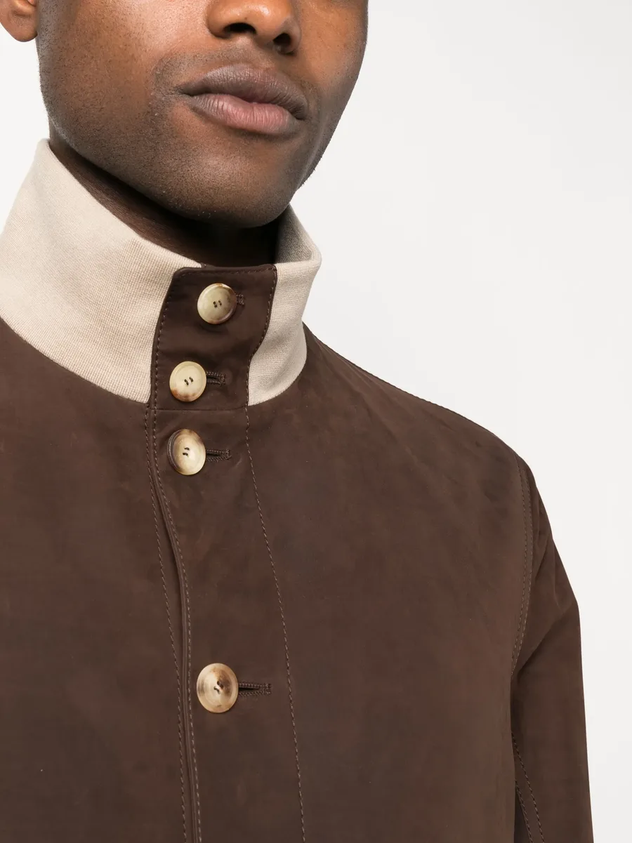 contrasting-detail suede bomber jacket 10