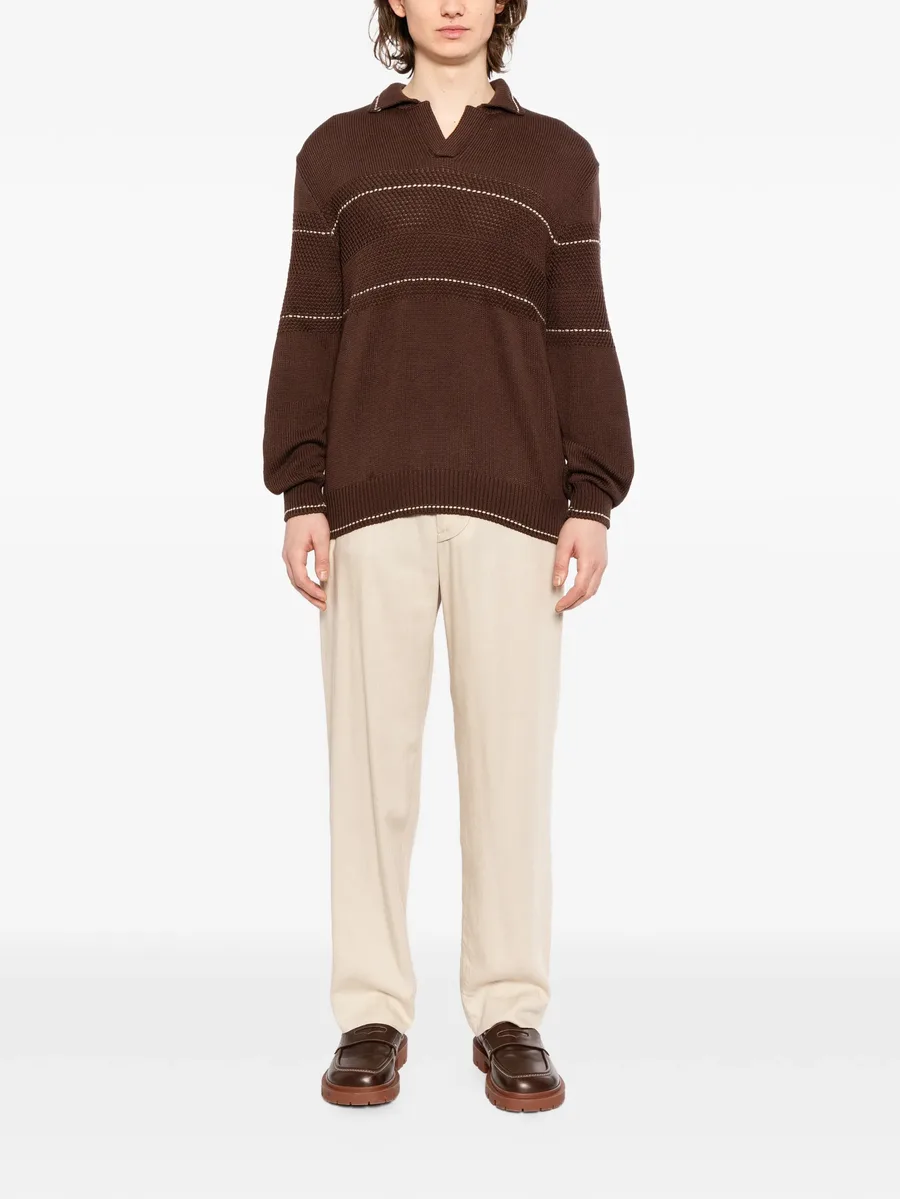 striped V-neck jumper 4