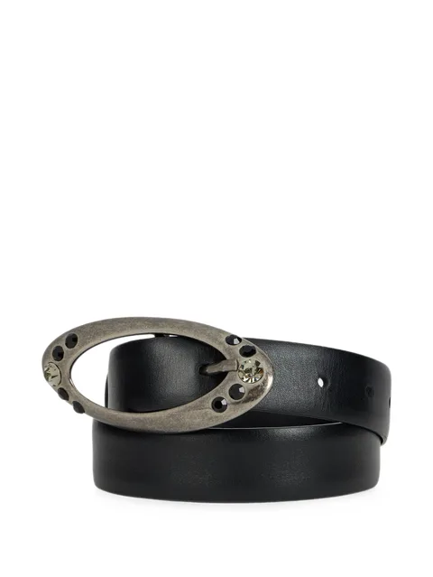 crystal-embellished oval-buckle belt