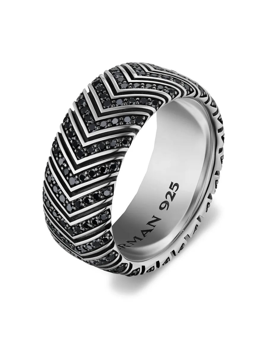 серебряное кольцо Chevron с бриллиантами 6