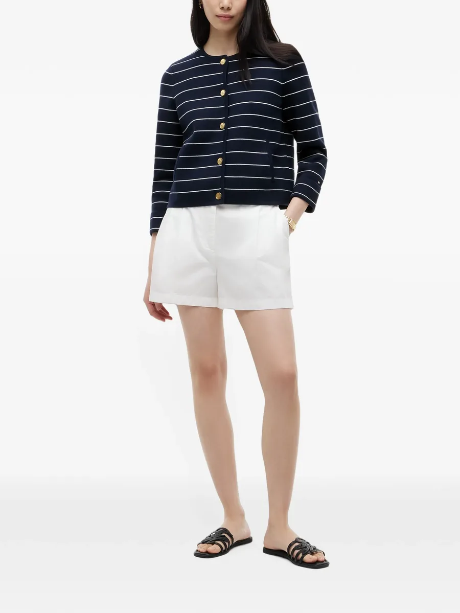 horizontal-stripe button-up cardigan 2