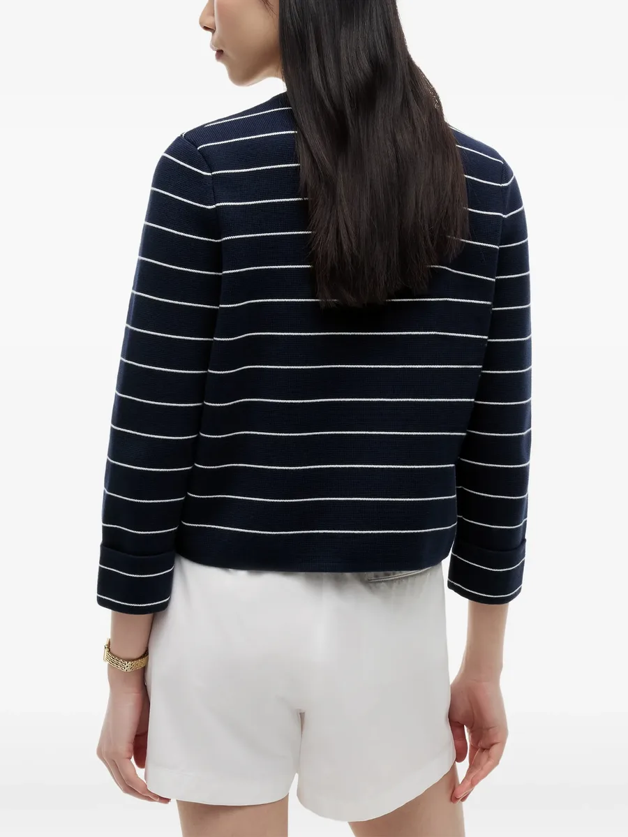 horizontal-stripe button-up cardigan 4