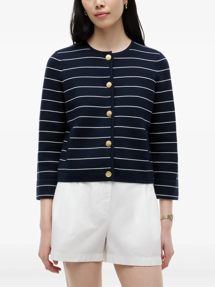 horizontal-stripe button-up cardigan 3