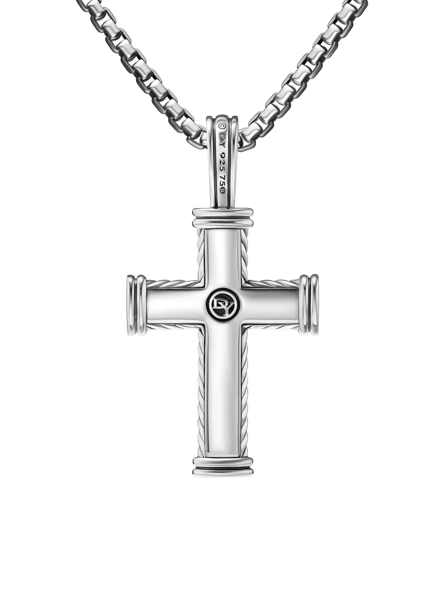 подвеска Chevron Cross из желтого золота и серебра (33 мм) 6