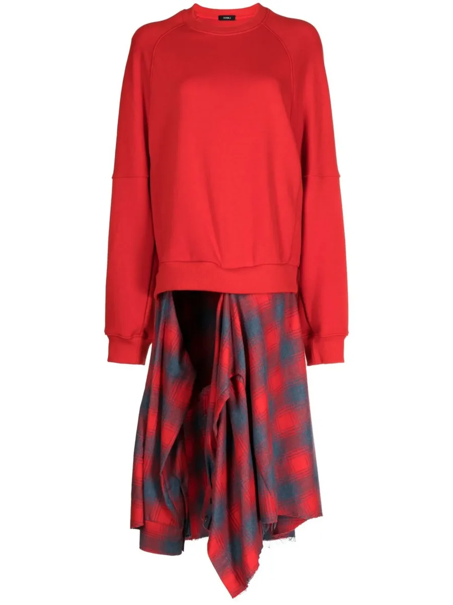 layered shirt-panel sweatshirt 1