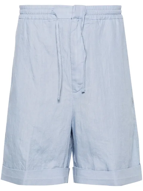 slub-texture linen shorts