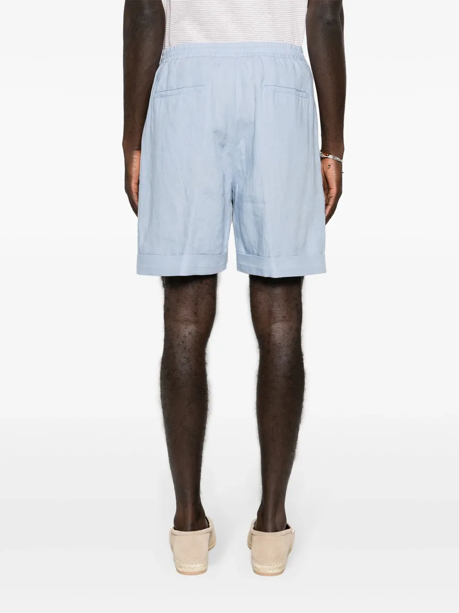slub-texture linen shorts 8