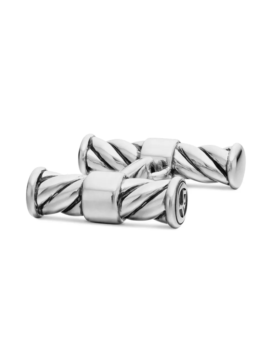 серебряные запонки Cable Elongated (22 мм) 12